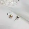 Plata S925 Perla Natural de Agua Dulce Pan al Vapor Simple Combinable para el Trabajo Elegantes Pendientes de Tacón Alto Niñas Novia Amante