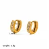Brincos Transfronteiriços de Moda em Aço Inoxidável Cravejados com Diamantes, Sensação de Luxo Leve e Alto Padrão, Brincos de Aço Titânio Dourado 18K, Não Desbotam