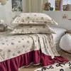 2026 Novo Modelo Brocado Nuvem Renda de Algodão Estilo Lençol de Cama Grande Saia de Cama Conjunto de Três Peças Algodão Lavado Estilo Coreano Estilo Princesa
