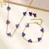 Set de Flores de Trébol de Cuatro Hojas Transfronterizo Joyería de Acero de Titanio al por Mayor Joyería de Acero Inoxidable de Lujo Ligero de Gama Alta