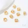 Color oro 14K incrustado circonita copo de nieve espaciador cuenta de cruz colgante Passepartout accesorios hechos a mano DIY