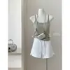 Camisola de Verão com Bojo para Mulheres, Cobrindo os Seios Laterais, Sutiã Integrado, Anti-Exposição, Roupa Íntima Tudo-em-Um, Top Camada Base