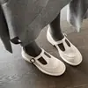 Sapatos Mary Jane JK de Couro Versátil Artístico 2026 Coleção Primavera Salto Médio Grosso Bico Redondo Couro Genuíno Tira em T Sapatos Individuais para Mulheres
