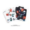 Camisa Havaiana Floral de Manga Curta para Praia Masculina Solta Casual Retro Bonita Versátil Camisa Floral Jaqueta para Homem