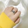 Anillo Europeo y Americano Electrochapado 925 Plata Antigua para Mujer, Moda Personalizada de Moda ins, Anillo de Boca Abierta de Moda, Celebridad de Internet, Anillo Simple Hip-Hop para Dedo Índice