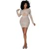 X5330 Moda Europeia e Americana Nova Amazon AliExpress Sexy Nightclub Malha Perspectiva Vestido Feminino Rhinting