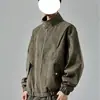Chaqueta de Cuero Estilo Tie-Dye Desgastado Retro Americano Suelta para Hombre Primavera Otoño Marca de Moda Oversize Solapa Chaqueta de Motociclista