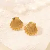 Pendientes de Moda Europeos y Americanos de Acero Inoxidable, Pendientes Florales de Nicho, Pendientes Estilo Océano Chapados en Oro de 18K, Pendientes de Acero de Titanio