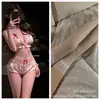 Lencería Sexy Oro Rosa Tallas Grandes, Lencería Coqueta de Tres Puntos, Lencería de Tirantes Dulce y Linda con Estampado de Fresas