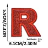 Suministro transfronterizo de parches bordados de letras y números en inglés color rojo brillante con adhesivo termofusible para decoración de ropa y sombreros