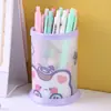 Portalápices plegable, redondo y creativo con temática de dibujos animados, un organizador de papelería lindo y elegante para estudiantes y uso de oficina, perfecto para almacenamiento en escritorio