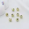 Contas de Roda de Cobre Cor Dourada Real 18K que Preservam a Cor, Contas Redondas de Grão Fino, Acessórios para Joias DIY, Contas Espaçadoras, Fabricante Atacadista que Preserva a Cor
