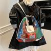 Bolsa Feminina Estilo Étnico Transfronteiriço Costura Cor Contrastante Primavera e Verão Grande Capacidade Textura Casual Transversal Ombro Bolsa Diária para Deslocamento