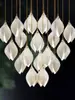 Lustre de Escada Rotativa Moderno Minimalista Villa Duplex Apartamento Loft Vazio Lustre de Flor Cerâmica Artística