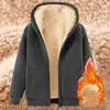Sudadera cálida de invierno con forro polar engrosado para hombres y mujeres, chaqueta casual holgada para parejas, conjunto de 2 piezas