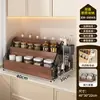 Estante para condimentos de cocina, estante para condimentos de encimera, estante de almacenamiento multifuncional para condimentos, aceite, sal, salsa y vinagre