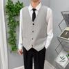 Primavera estilo coreano moda slim-fit cinza terno colete masculino britânico colete casual profissional melhor homem colete homens
