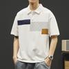 Camiseta de Manga Corta para Hombre Camisa POLO Holgada con Solapa 2024 Nuevo Verano Estilo Americano Marca de Moda Combinación con Todo Color de Contraste Camiseta de Media Manga