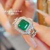 Anillo Vintage de Princesa con Diamante Cuadrado, Hemoglobina de Paloma Artificial, Diamante de Alto Carbono, Corindón Rojo, Esmeralda, Anillo Femenino