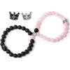 Pulseras Crown para Hombre y Mujer, un Par de Obsidiana Blanca Moonlight de Cristal al por Mayor, Joyería Versátil Antirradiación