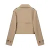 Moda feminina europeia e americana transfronteiriça AliExpress mais vendido casaco trench curto casual de abotoadura dupla