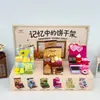Nuevo set de juguetes creativos hechos a mano con un tendedero para galletas, una pieza de memoria, decoración DIY educativa de mini escena para niños
