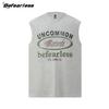 Camiseta sin mangas de estilo americano retro lavable con letras antiguas para verano para hombre y mujer, moderna para la calle, holgada, para parejas, chaleco