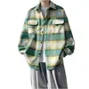 Chaqueta de lana estilo Hong Kong para hombre, ropa de trabajo holgada para hombre, abrigo a cuadros de marca de moda ins high street, ropa de primavera y otoño para hombre