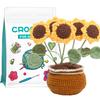 Paquete de material nuevo de crochet transfronterizo Amazon Handmade DIY tejido bola de lana en maceta decoración de escritorio girasol