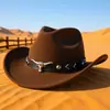 Chapéu Alto Preto Retrô, Chapéu de Cowboy Ocidental Unissex com Acessórios de Cabeça de Vaca, Chapéu de Jazz Estilo Étnico