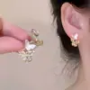 Presilhas de Orelha Estilo Coreano Sem Furo, Brincos com Design Estiloso para Mulheres, Presilhas de Osso da Orelha com Borboleta e Pérola de Franja Longa, Alto Padrão