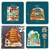 Imán de Refrigerador Xi'An Ciudad Punto de Referencia Imán Magnético para Refrigerador Pegatina Magnética Viaje Cultural y Creativo Madera Viaje Conmemorativo Venta al por Mayor
