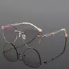 Gafas sin montura para mujer, Gafas para miopía ultraligeras con corte de diamante para mujer, Se pueden equipar con lentes graduados para caras grandes, Gafas sin montura con graduación