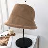Chapéu feminino inverno estilo coreano para todos os jogos de celebridades da internet forrado de lã de camurça de lã de cordeiro chapéu de pescador outono e inverno quente chapéu de bacia de pelúcia
