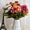 Crisantemo de la Longevidad de Estilo Europeo de 11 Cabezas Ramo Artificial para Mesa de Sala de Estar Flor Falsa Arreglo de Flores Secas Decoración de Flores de Seda Accesorios de Fotografía