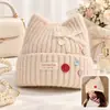 Chapéu de Gato Estilo Coreano Fofo Chapéu de Lã para Mulheres Outono Inverno Chapéu Frio Proteção Térmica para Orelhas Chapéu de Tricô Faz o Rosto Parecer Menor Versátil Estudante