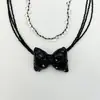 Nuevo Dulce Fresco Relleno de Algodón Tridimensional Collar con Colgante de Lazo Negro Accesorios para Collar de Mujer Joyería de Alta Calidad