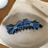 Presilha de banana com laço de jeans estilo coreano para cabelos grossos, presilha vertical para rabo de cavalo alto feminino, presilha de torção grande para cabelo, novo estilo