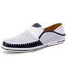 Mocasines Populares de Cuero Genuino Transfronterizos para Hombre, Zapatos de Cuero Huecos Transpirables de Verano, Mocasines sin Cordones para Conducir para Hombre