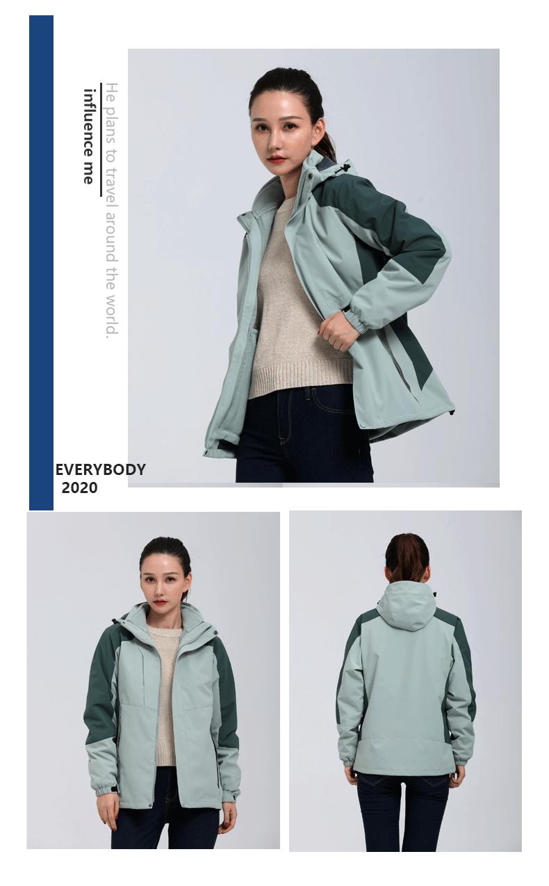 厂家直销秋冬可拆卸冲锋衣两件套定制logo防水户外工作服外套印字