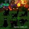 Gato Preto Decoração de Halloween Placa de Chão para Jardim Silhueta de Terror Olhos Brilhantes no Jardim Decoração Externa para Gramado