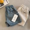 Shorts de mezclilla crema 2025 Verano Moda japonesa Casual para niños y niñas