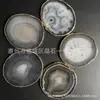 Venta al por mayor de fábrica ágata galvanizado borde dorado piedra cruda natural posavasos para taza de té posavasos para taza decoraciones adornos para sala de estar mesa de comedor