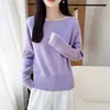 Suéter de estilo francés sin hombros 100% lana pura para mujer, de manga larga, adelgazante, de corte holgado, con mangas anchas, tejido de punto para capa base, suéter cálido