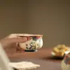 Taza de Té de Gato Pintada a Mano con Oro Puro, Taza de Maestro, Taza con Boca de Flor, Taza de Té Exquisita, Juego de Té de Cerámica, Juego de Té Kung Fu