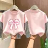 Camiseta para niña, algodón puro, a rayas, manga larga, nuevo modelo primavera y otoño 2026, camiseta básica para niñas estudiantes, top para niños