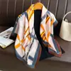 Moda Comércio Exterior 90 Lenço Quadrado Grande Corrente Seda Versátil Padrão Espinha de Peixe Xale Lenço Lenço Estampado Retrô Lenço de Cabeça Lenço