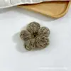 Otoño e invierno felpa vintage flor pompón flor tejida a mano piezas de flor de cinco pétalos para accesorios de cabello de niñas y decoración DIY para ropa