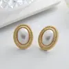 Pendientes de Botón Geométricos Retro de ABS con Perlas de Imitación, Pendientes Metálicos de Alta Gama para Mujer, Pendientes Sencillos y Versátiles para el Día a Día con Estilo Elegante