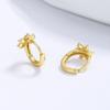 Arete de aro de flor de diamante fresco y dulce Moda coreana Joker circonita súper brillante viento frío círculo joyería de oreja al por mayor